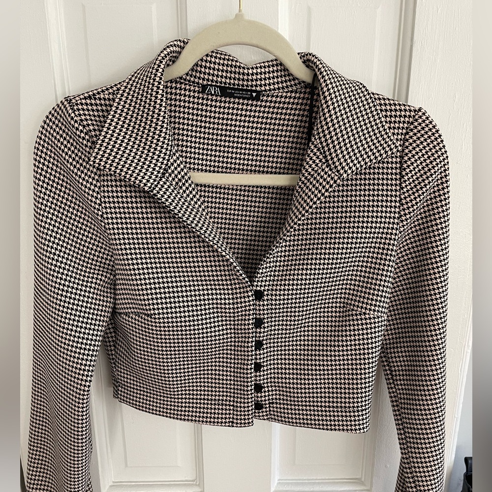Zara houndstooth crop top
